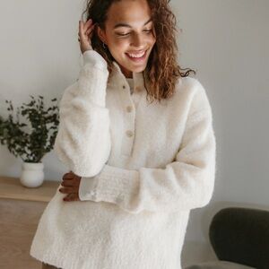 Jenni Kayne Cream Boucle Button Pullover